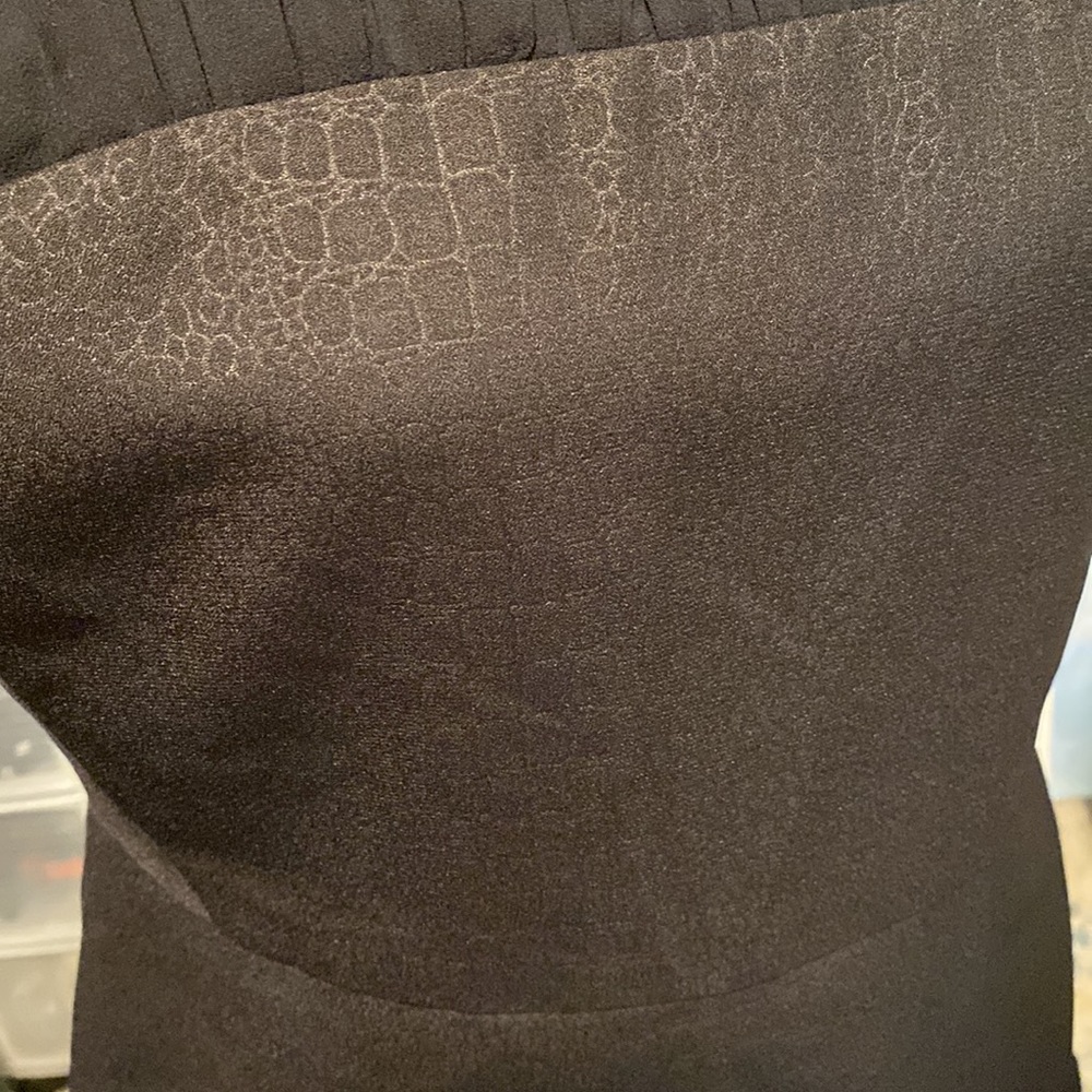 CABI gorgeous black sheer pleated neckline and peplum hem top! Fancy black tie. - Picture 11 of 11